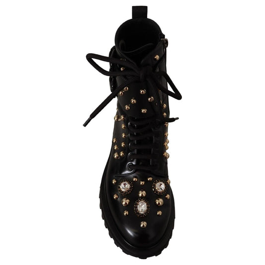 Black Crystal-Studded Formal Boots