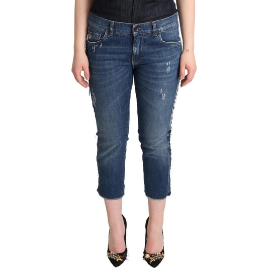 Elegant Mid-Waist Cropped Denim