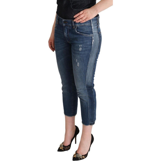 Elegant Mid-Waist Cropped Denim