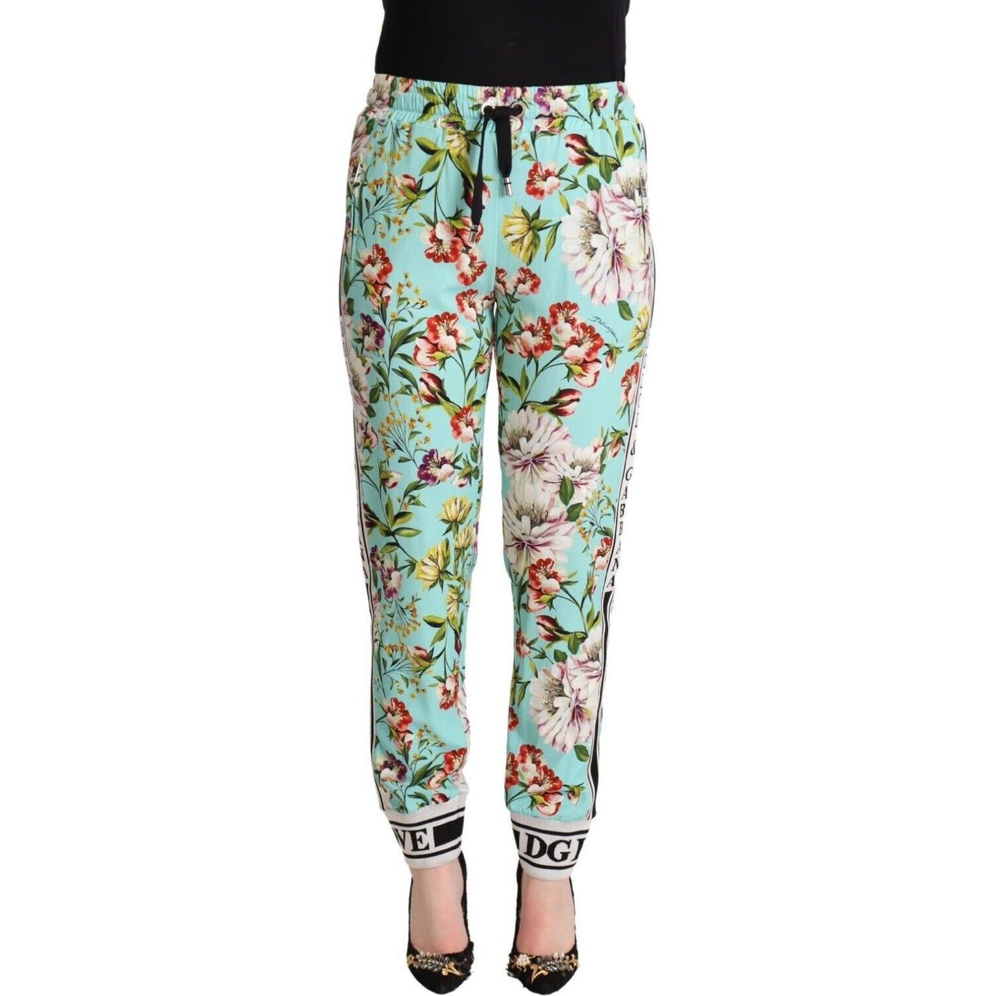 Floral Viscose Jogger Pants in Green