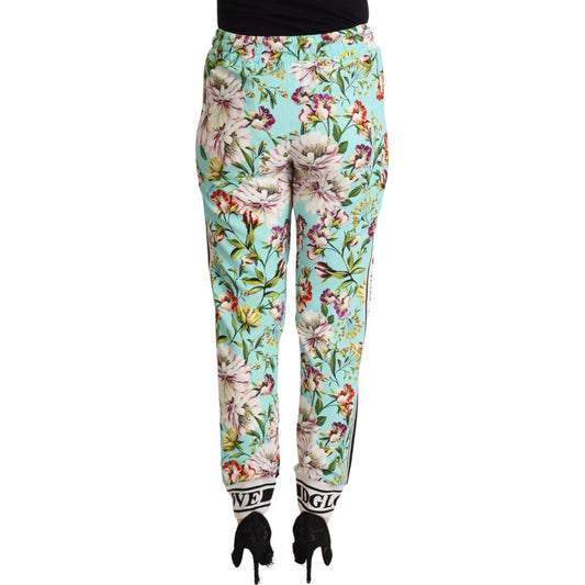 Floral Viscose Jogger Pants in Green