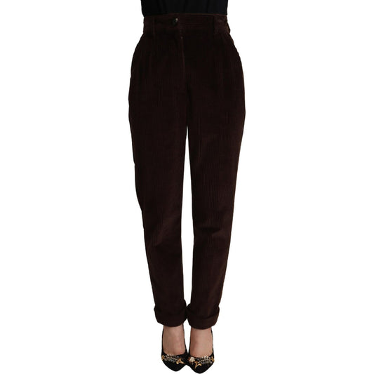 Elegant Bordeaux High-Waisted Corduroy Pants