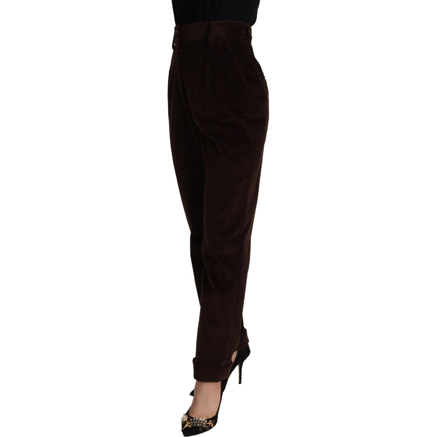 Elegant Bordeaux High-Waisted Corduroy Pants