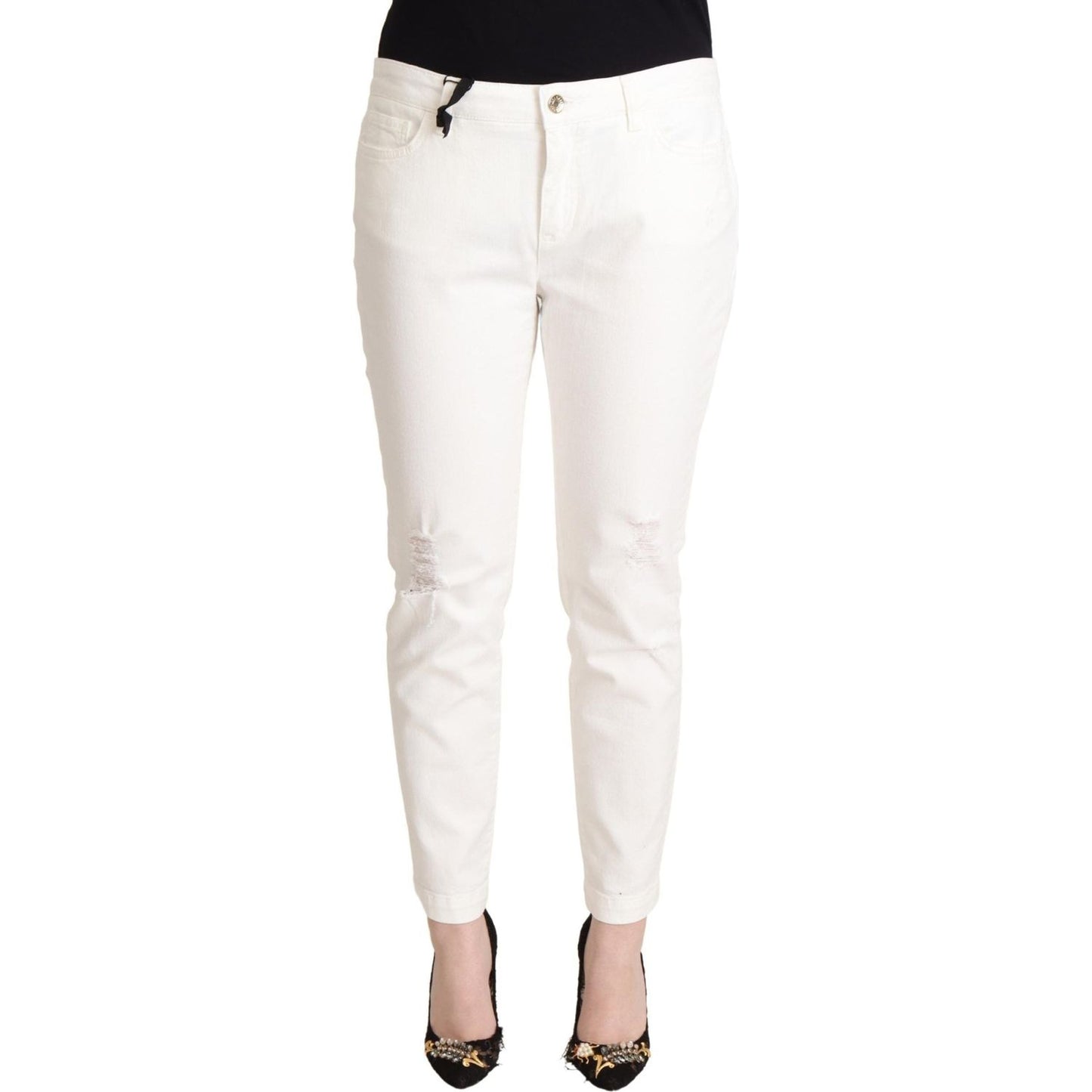 Elegant White Skinny Denim Jeans