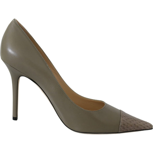 Elegant Pebble Green Pointed Toe Pumps