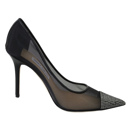 Jimmy Choo Black Mesh Amika 85 Diamond Pumps Shoes