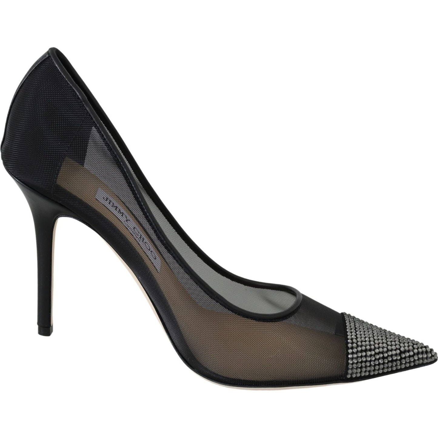 Elegant Black Mesh Crystal Pumps