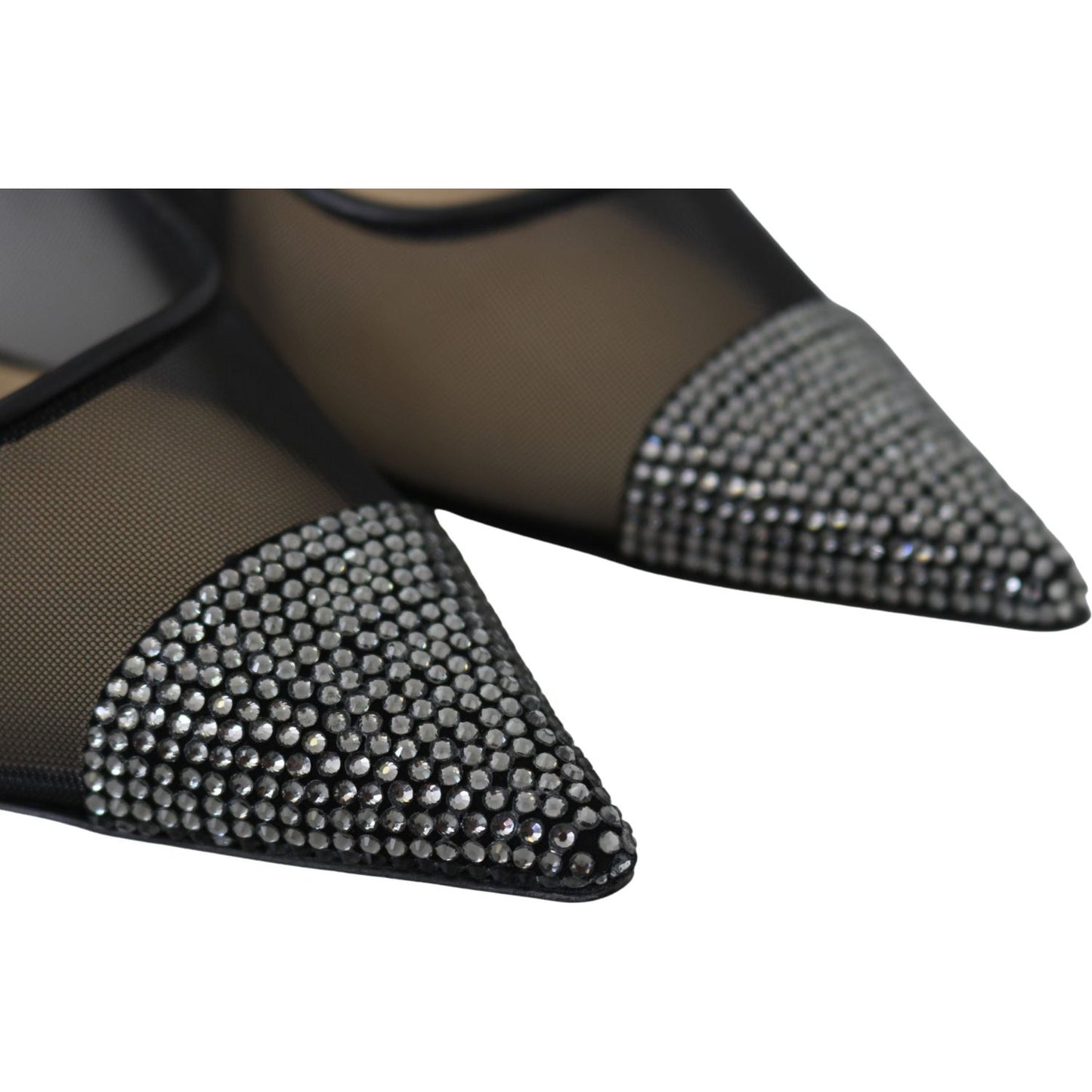 Elegant Black Mesh Crystal Pumps