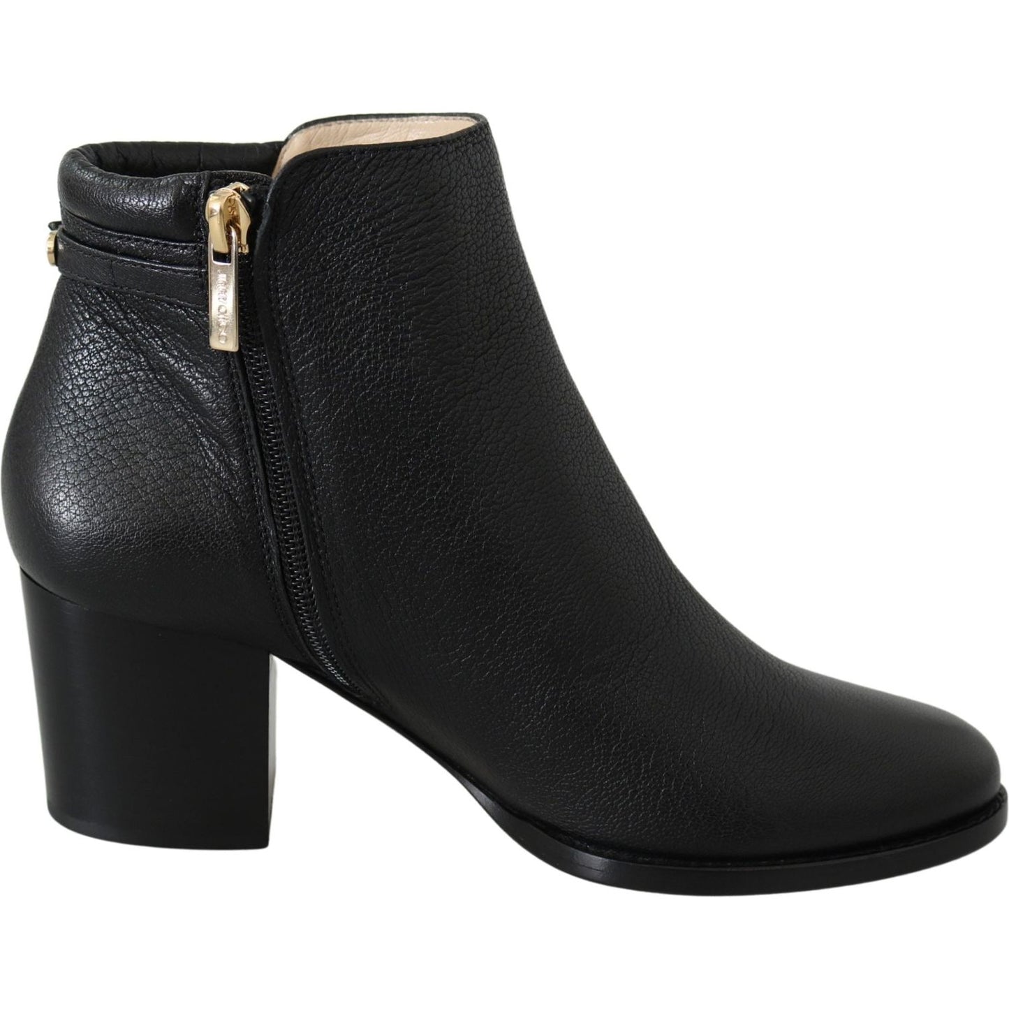 Elegant Black Leather Heeled Boots