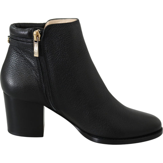 Elegant Black Leather Heeled Boots