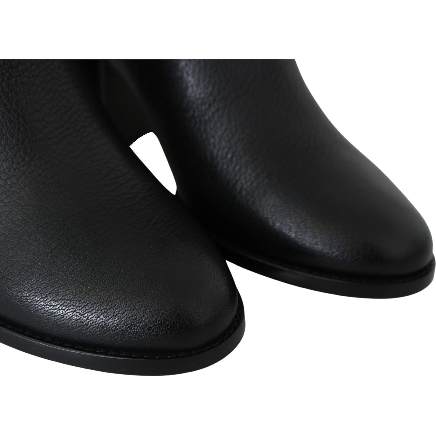 Elegant Black Leather Heeled Boots