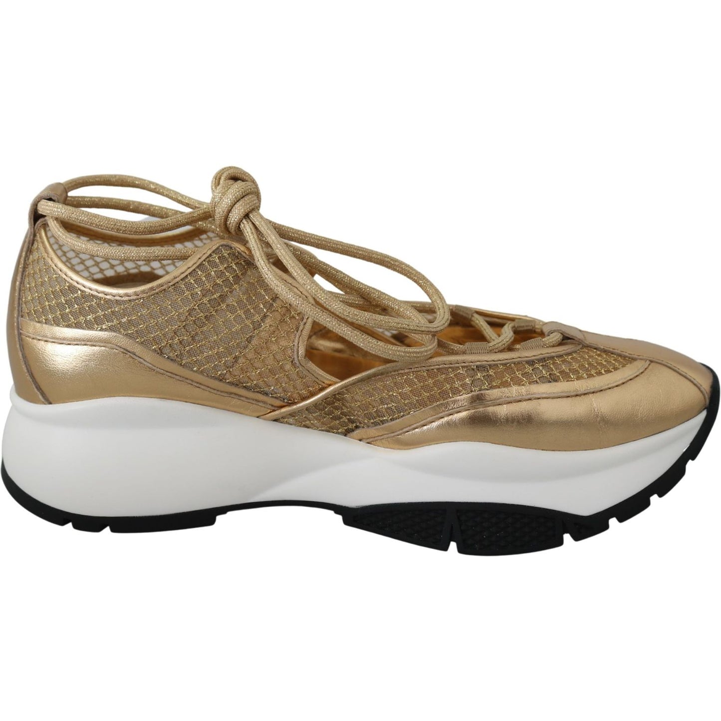 Golden Glamour Mesh Leather Sneakers