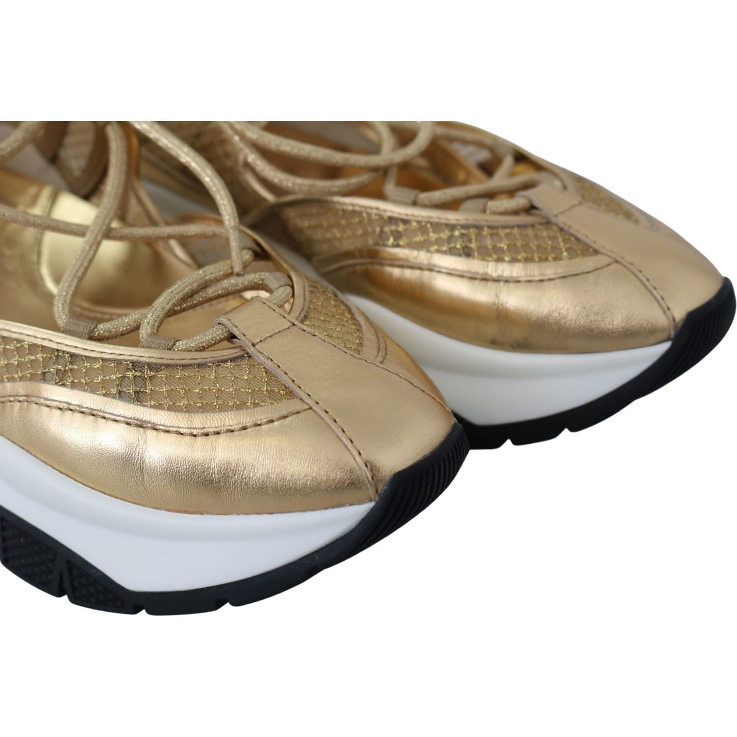 Golden Glamour Mesh Leather Sneakers