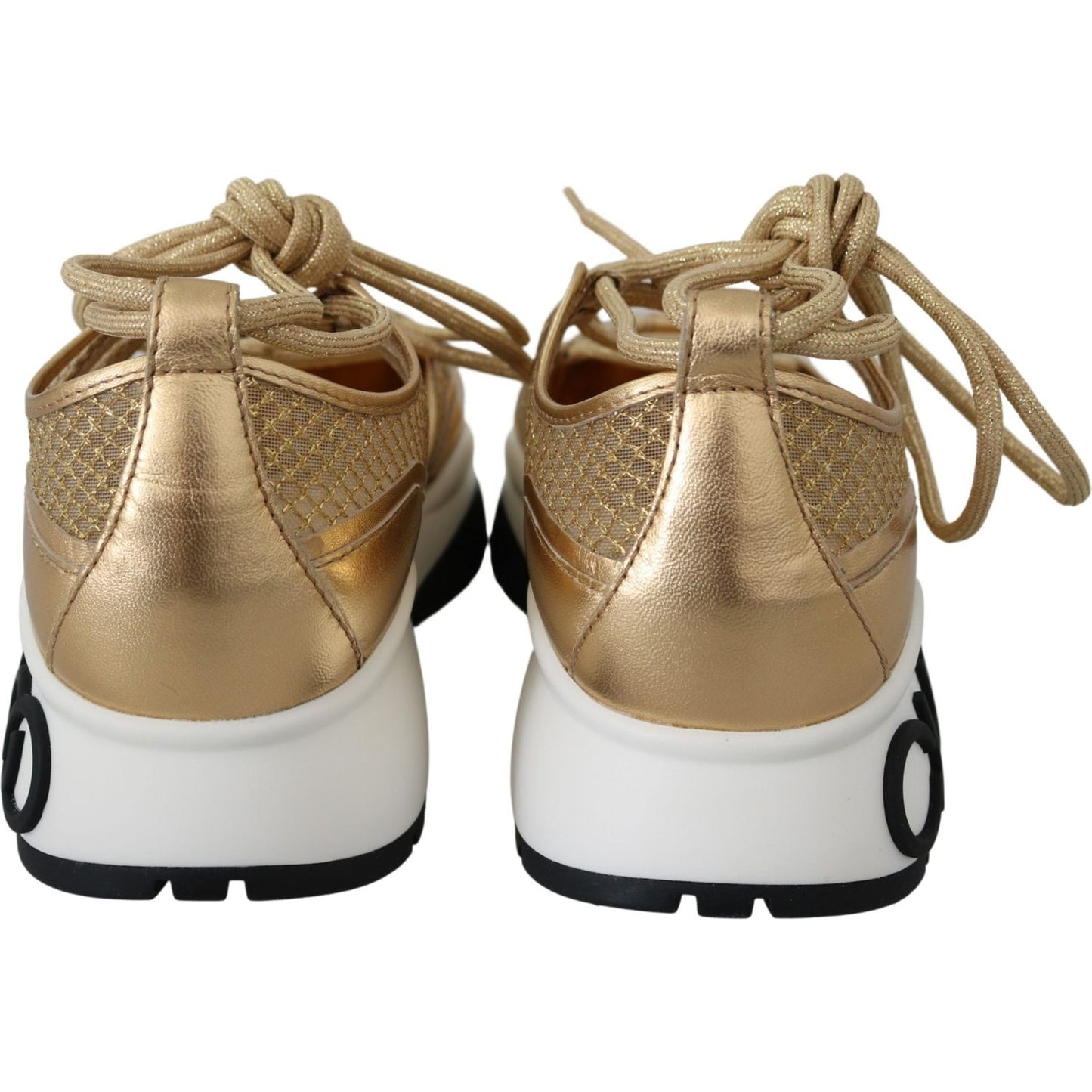 Jimmy Choo Gold Mesh Leather Michigan Sneakers
