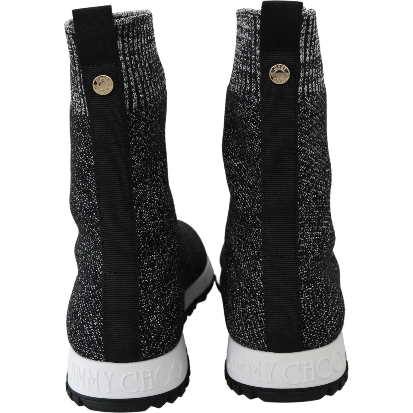 Elegant Knitted Lurex Sneakers in Black and Silver