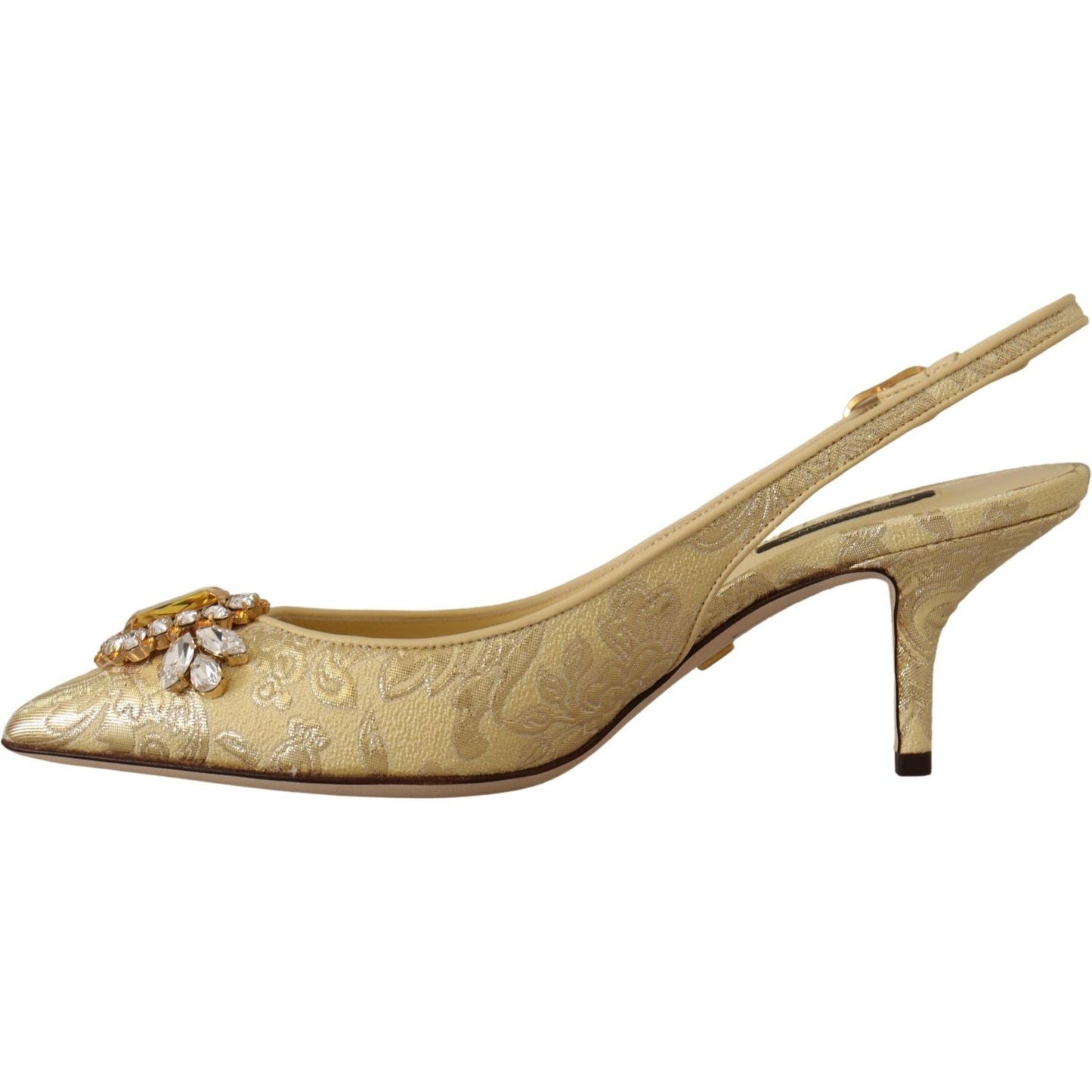 Gleaming Gold Crystal Slingback Heels