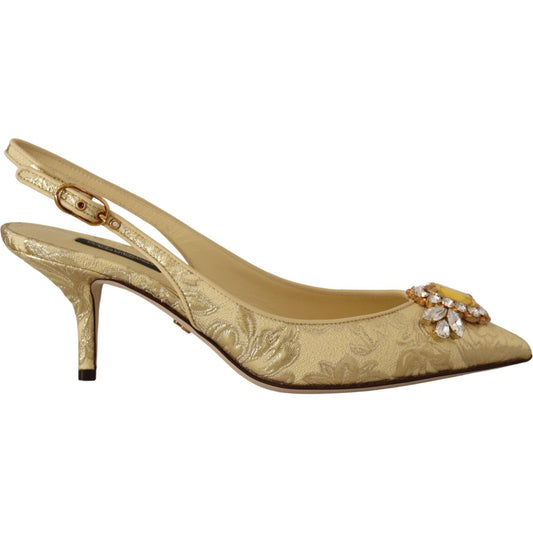 Gleaming Gold Crystal Slingback Heels