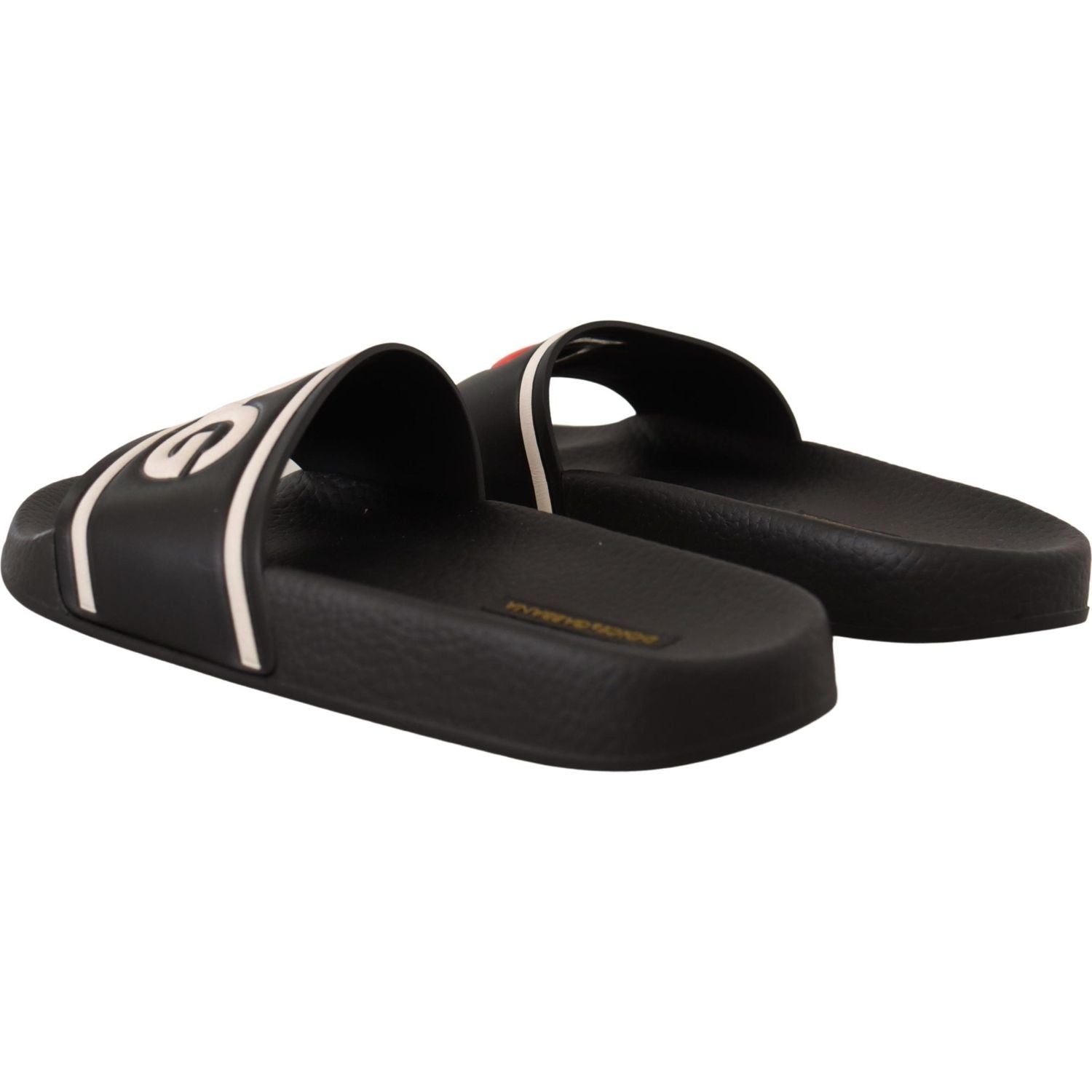 Dolce & Gabbana Black Leather I Love D&G Slides Sandals
