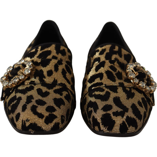 Elegant Leopard Crystal Gem Loafers