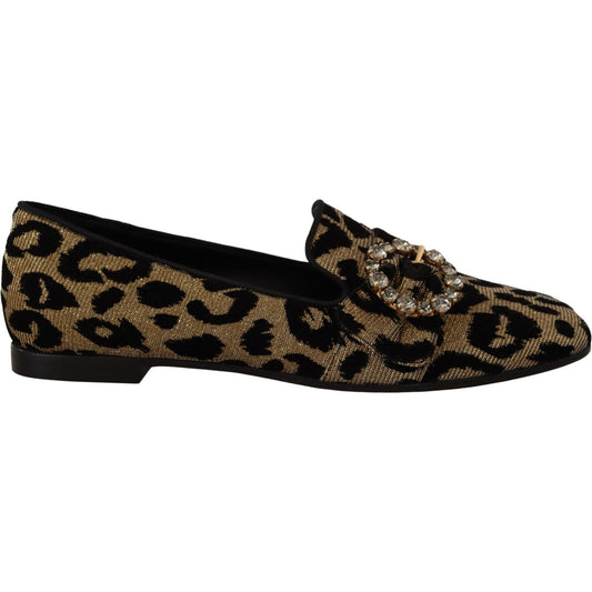 Elegant Leopard Crystal Gem Loafers