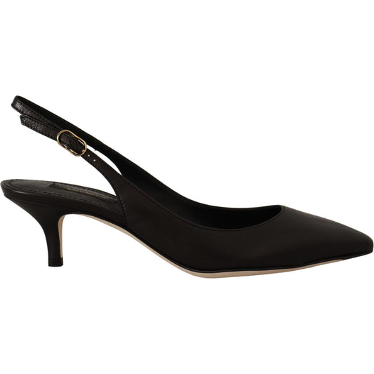 Dolce & Gabbana Elegant Black Leather Slingbacks Heels Dolce & Gabbana