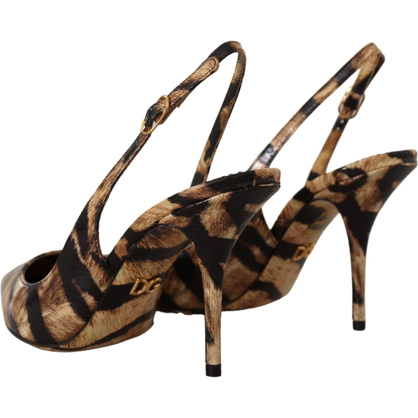 Tiger Pattern Slingback Heels Pumps