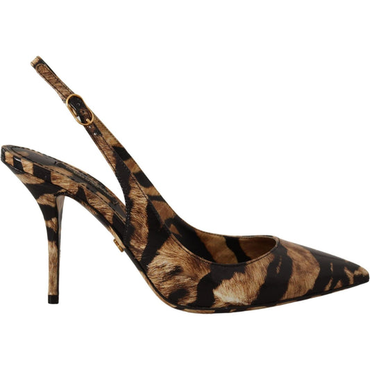 Tiger Pattern Slingback Heels Pumps