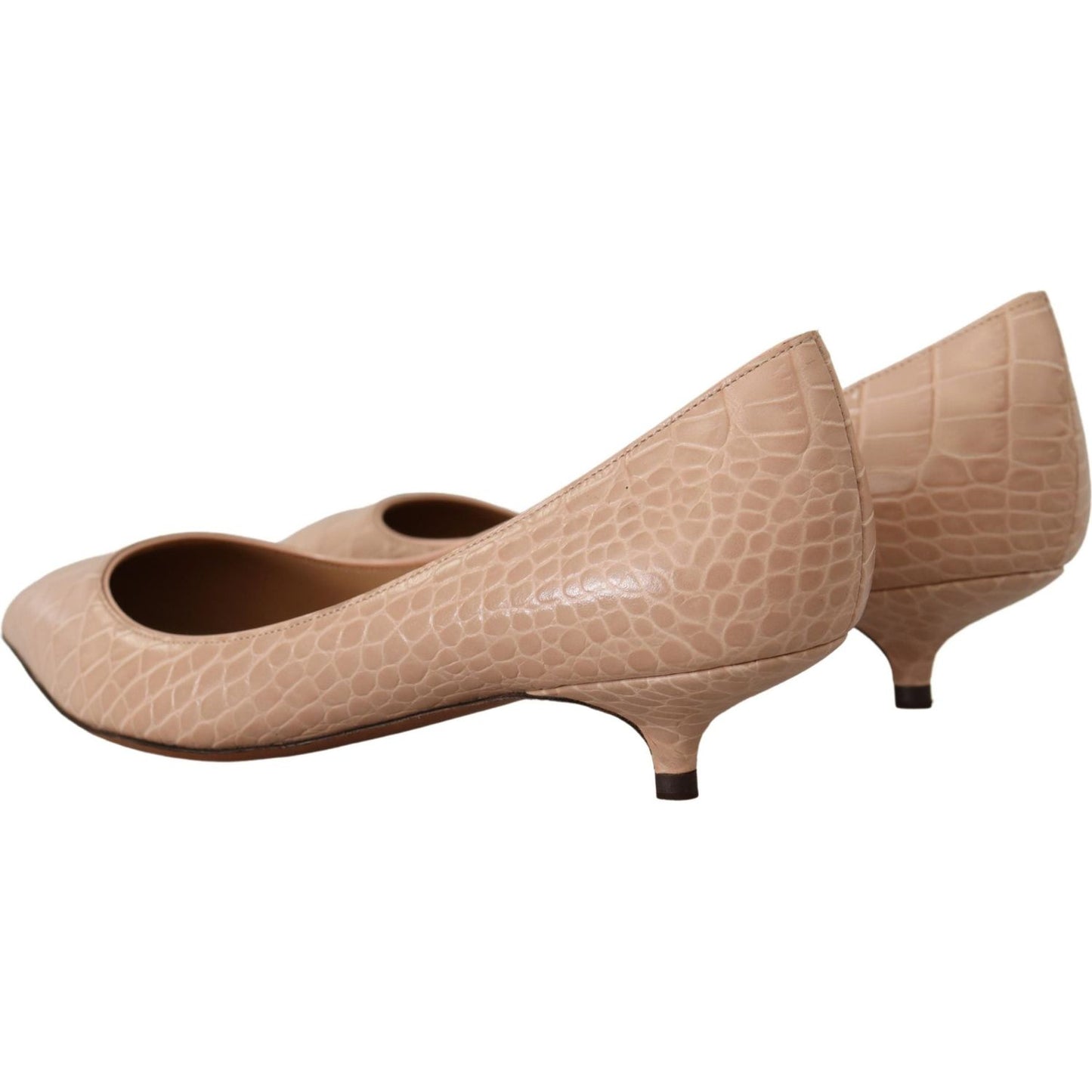 Dolce & Gabbana Chic Beige Leather Kitten Heels Pumps Dolce & Gabbana