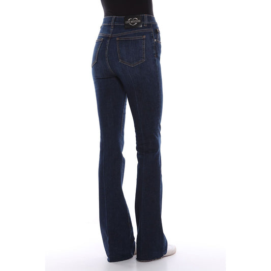 Elegant Dark Blue Bell-Bottom Jeans