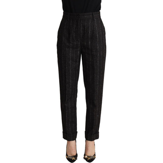 Elegant High-Waisted Striped Tapered Pants