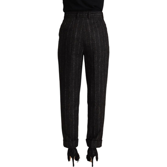 Elegant High-Waisted Striped Tapered Pants