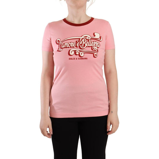 Chic Pink Logo Crew Neck Tee