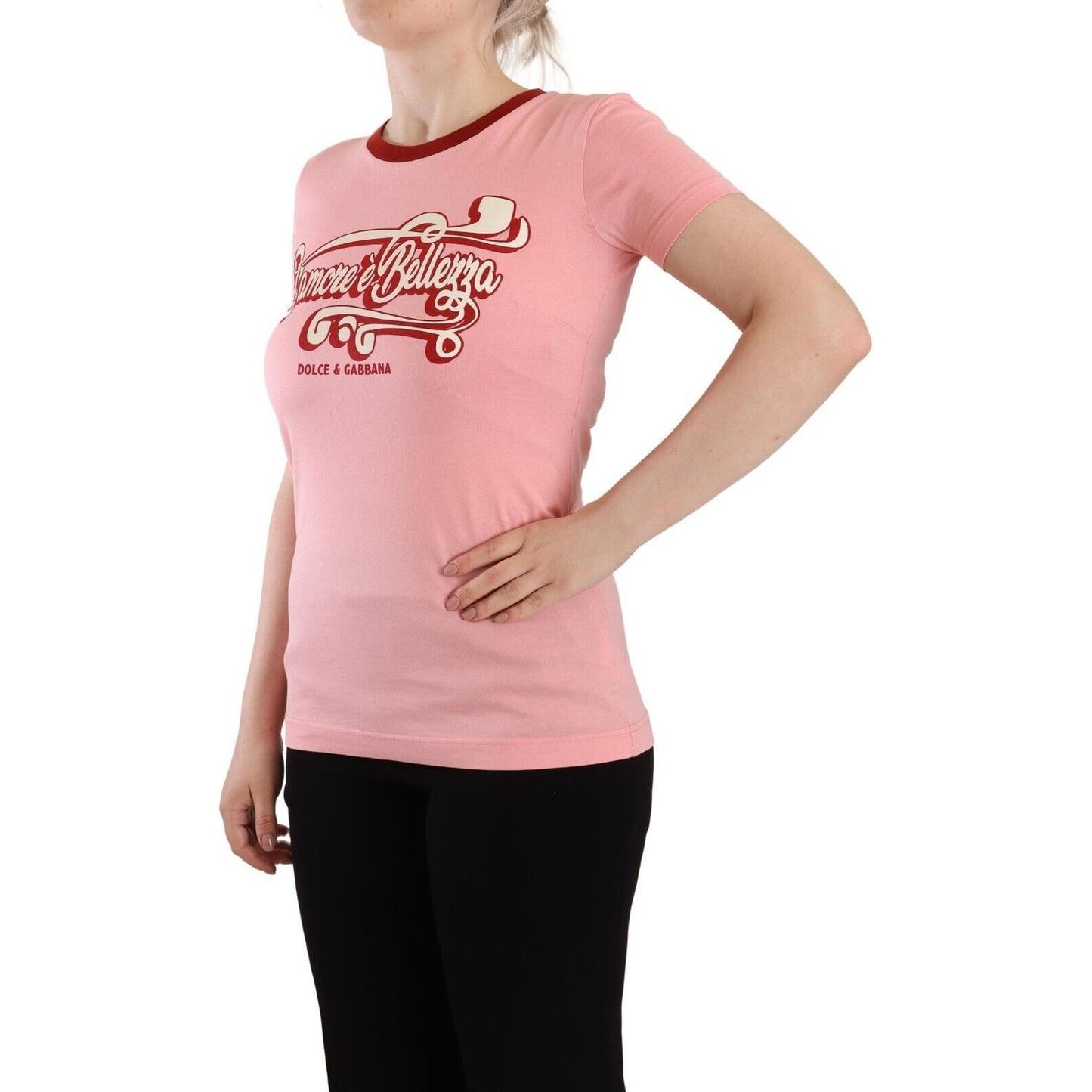 Chic Pink Logo Crew Neck Tee