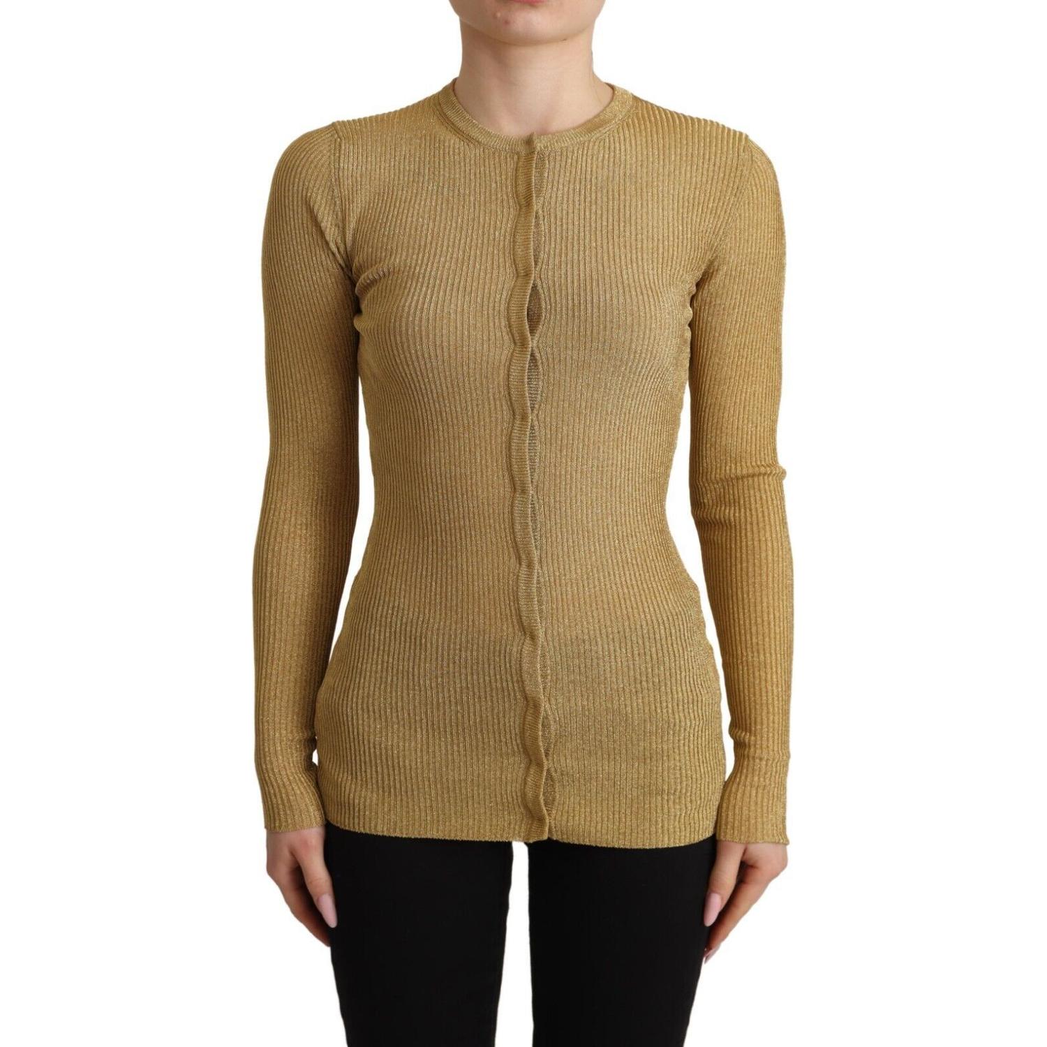 Dolce & Gabbana Gold Viscose Blend Buttons Cardigan Sweater