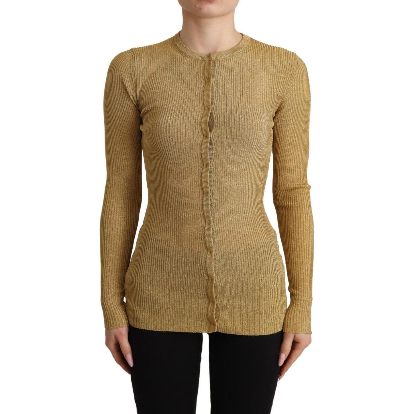 Glamorous Gold Snap-Button Cardigan