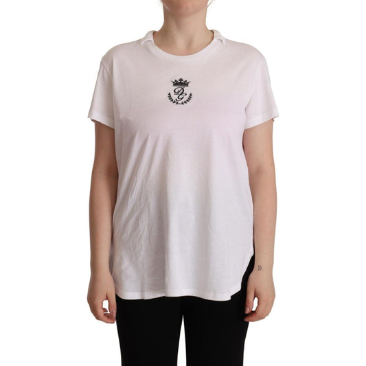 Elegant Collared Crown Print Tee