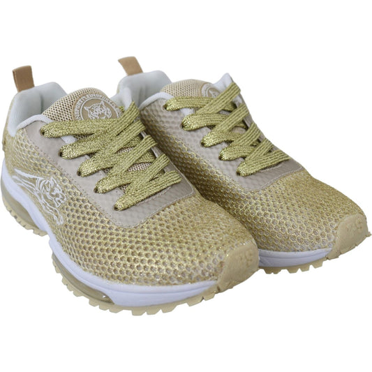 Exquisite Gold Polyester Sport Sneakers