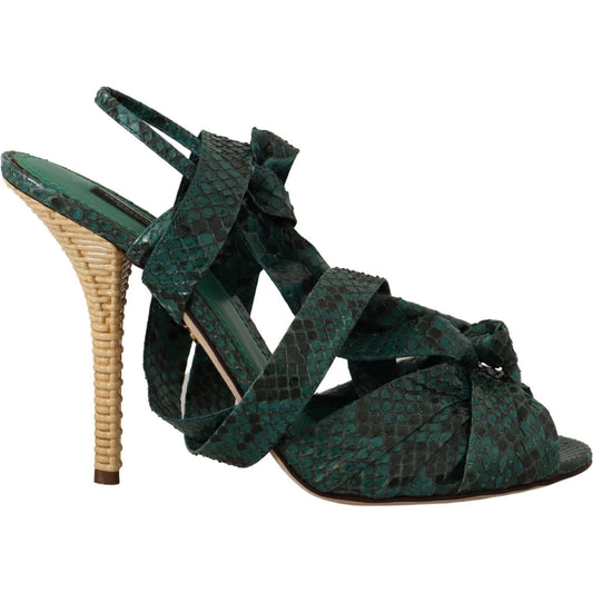 Elegant Green Python Strappy Heels