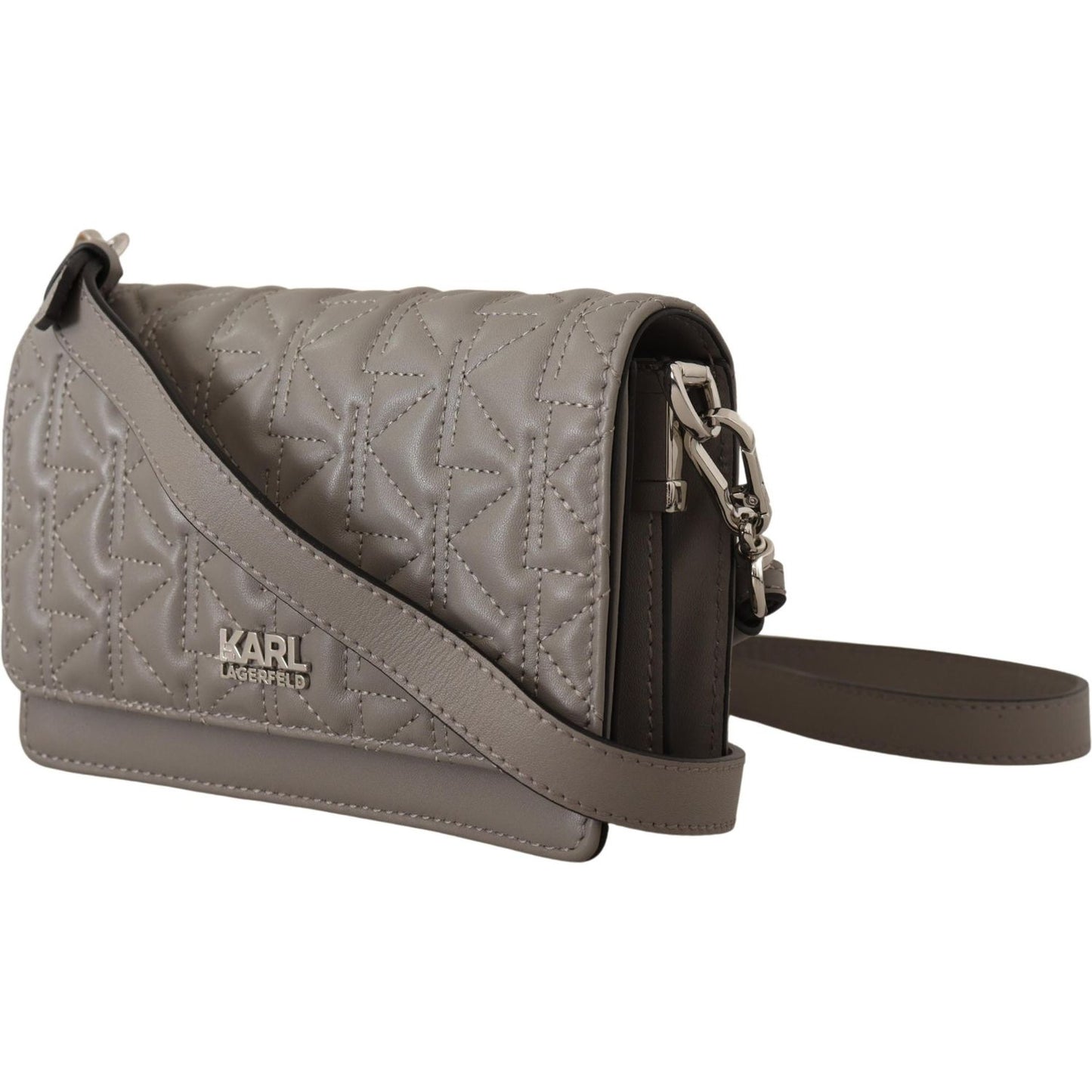 Karl Lagerfeld Light Grey Leather Crossbody Bag