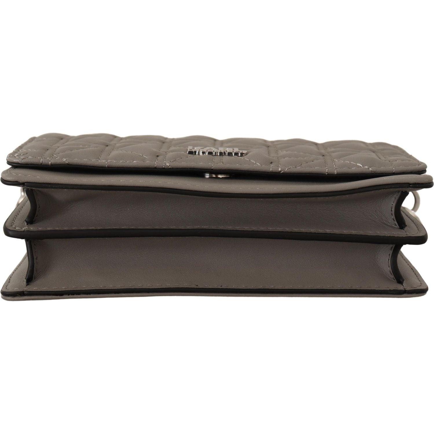 حقيبة كروس بودي أنيقة من الجلد باللون الرمادي من كارل لاغرفيلد