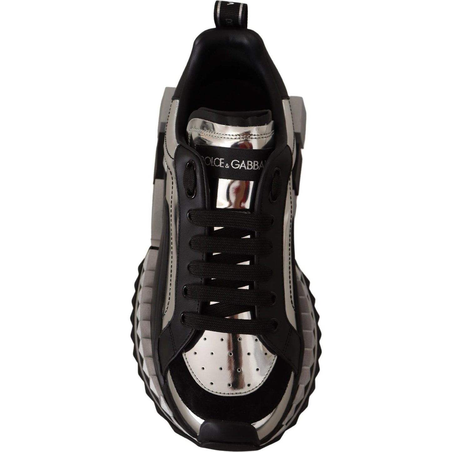 Elegant Super King Leather Sneakers - Silver & Black