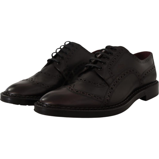 Elegant Purple Leather Derby Formal Shoes