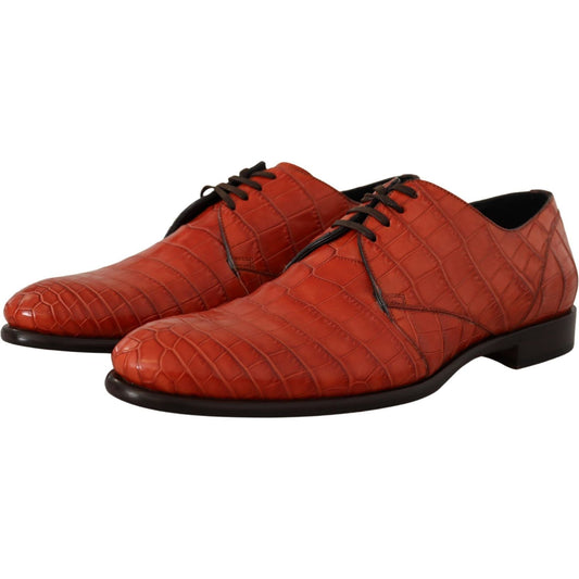 Exquisite Exotic Croc Leather Lace-Up Dress Shoes