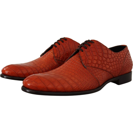 Exotic Orange Croc Leather Laceup Dress Shoes