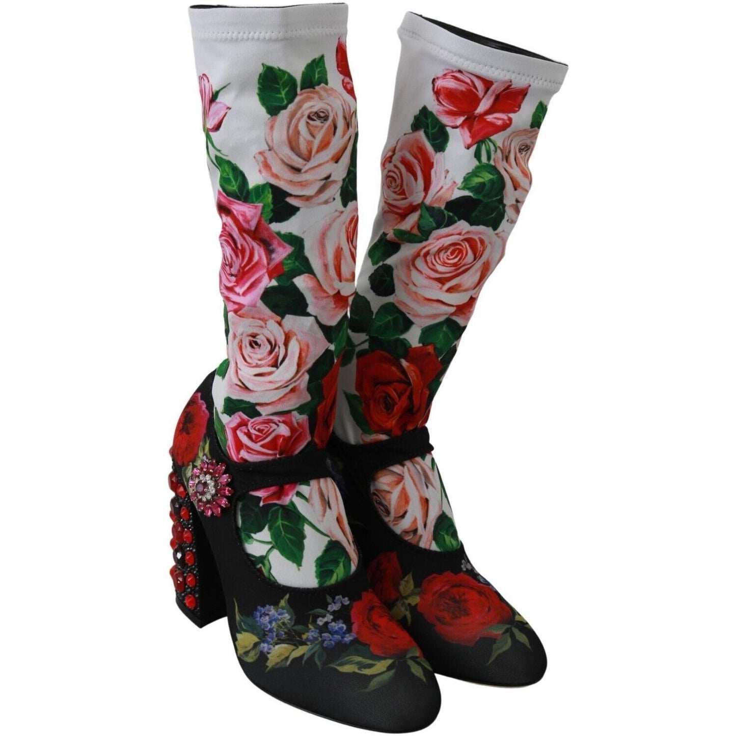 Floral Embellished Socks Boots