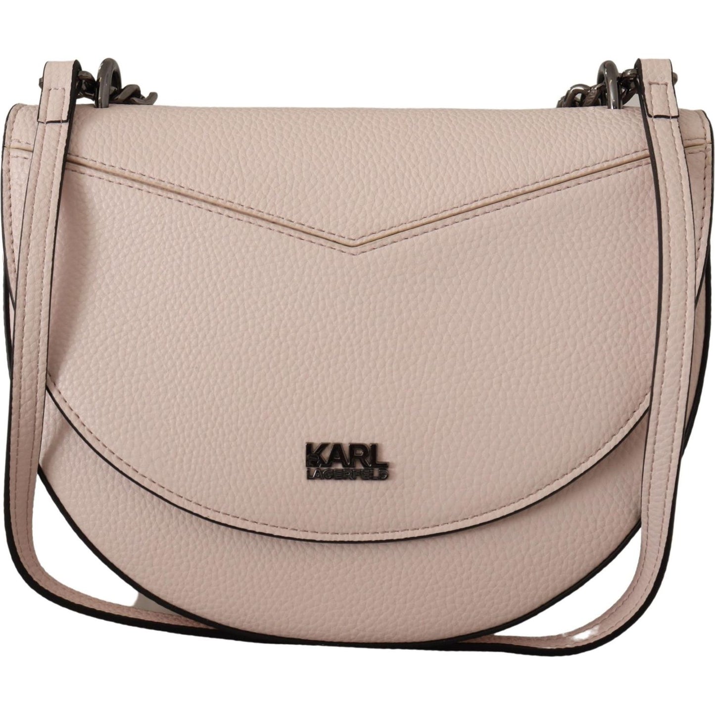 Karl Lagerfeld Elegant Mauve Light Pink Leather Shoulder Bag Karl Lagerfeld