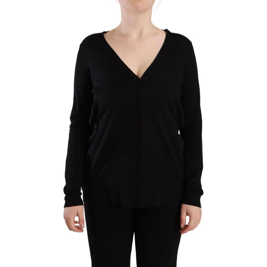 Elegant Black V-Neck Wool Pullover