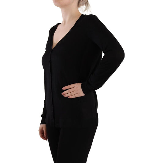 Elegant Black V-Neck Wool Pullover