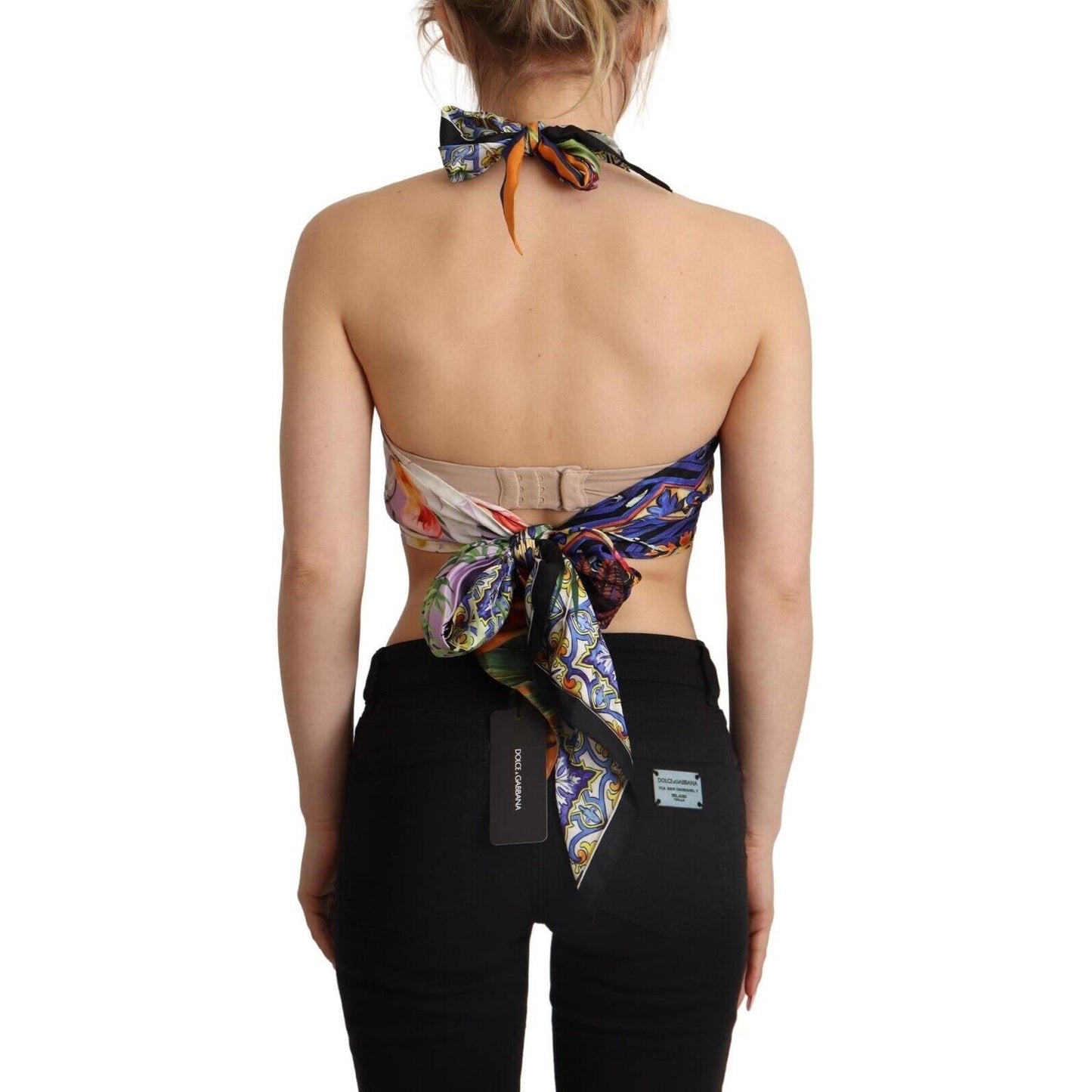 Sumptuous Silk Halter Cropped Top - Multicolor