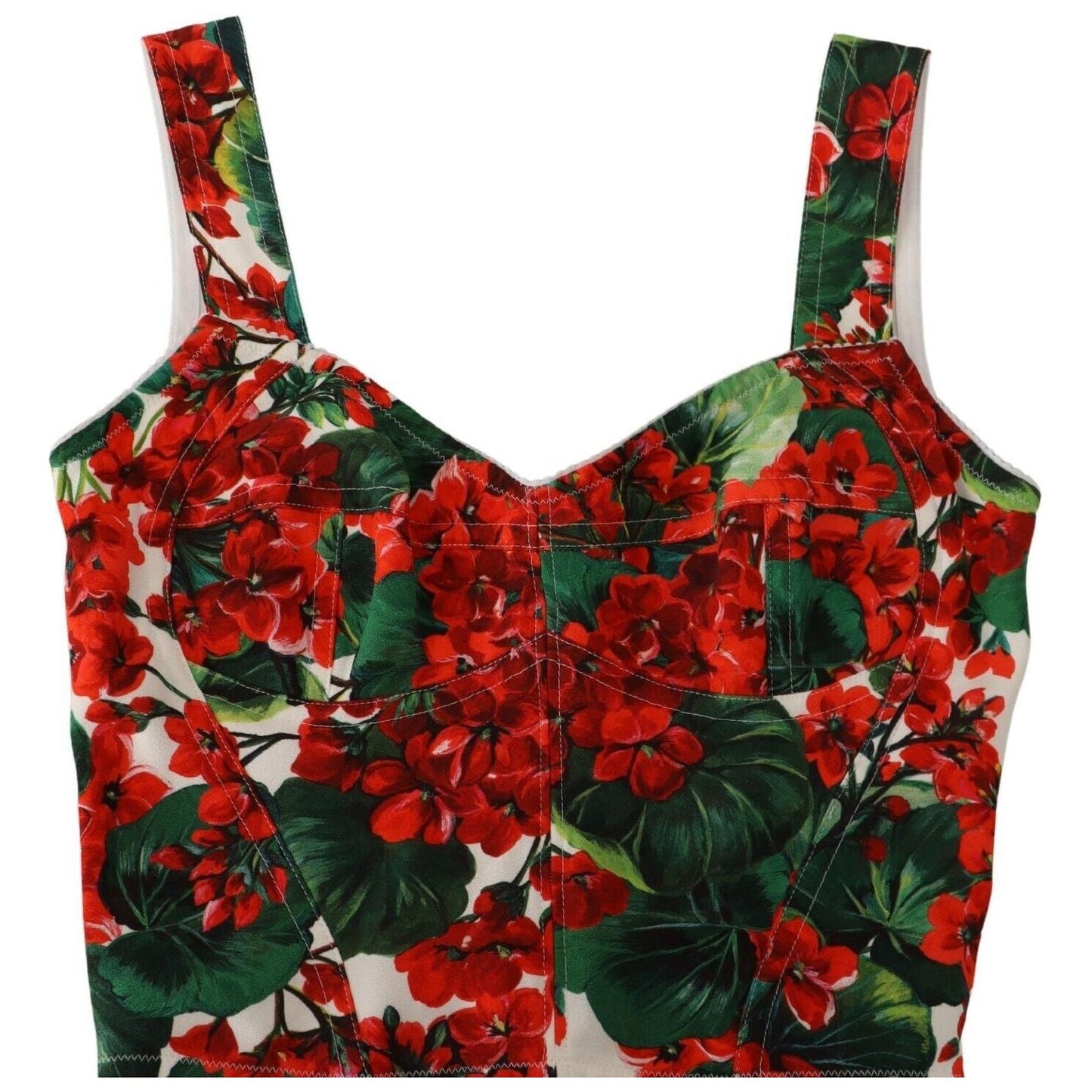 Elegant Red Cropped Top with Geranium Print